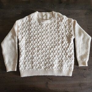 Soya Concept Textured Cable Knit Crewneck Sweater Cream, Medium